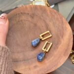 Irregular lapis lazuli simple and elegant earrings