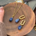 Irregular lapis lazuli simple and elegant earrings