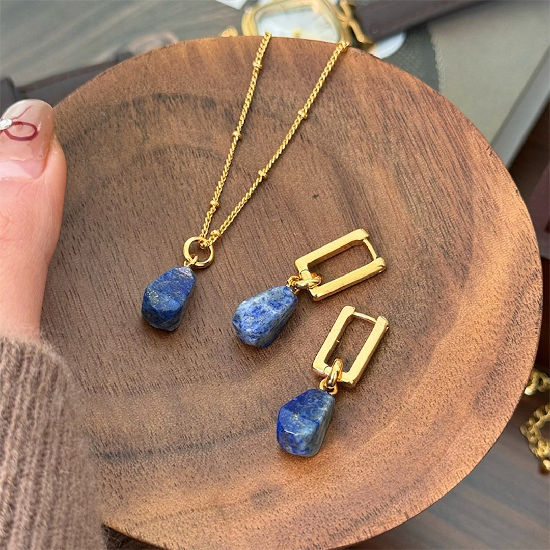 Irregular lapis lazuli simple and elegant earrings