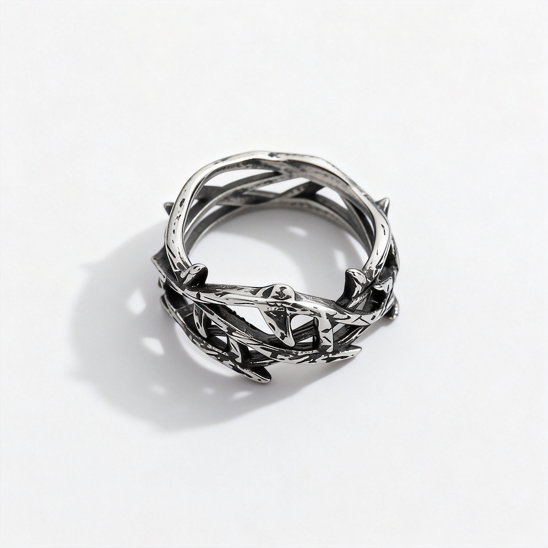 Crossed Branches Stainless Steel Ring