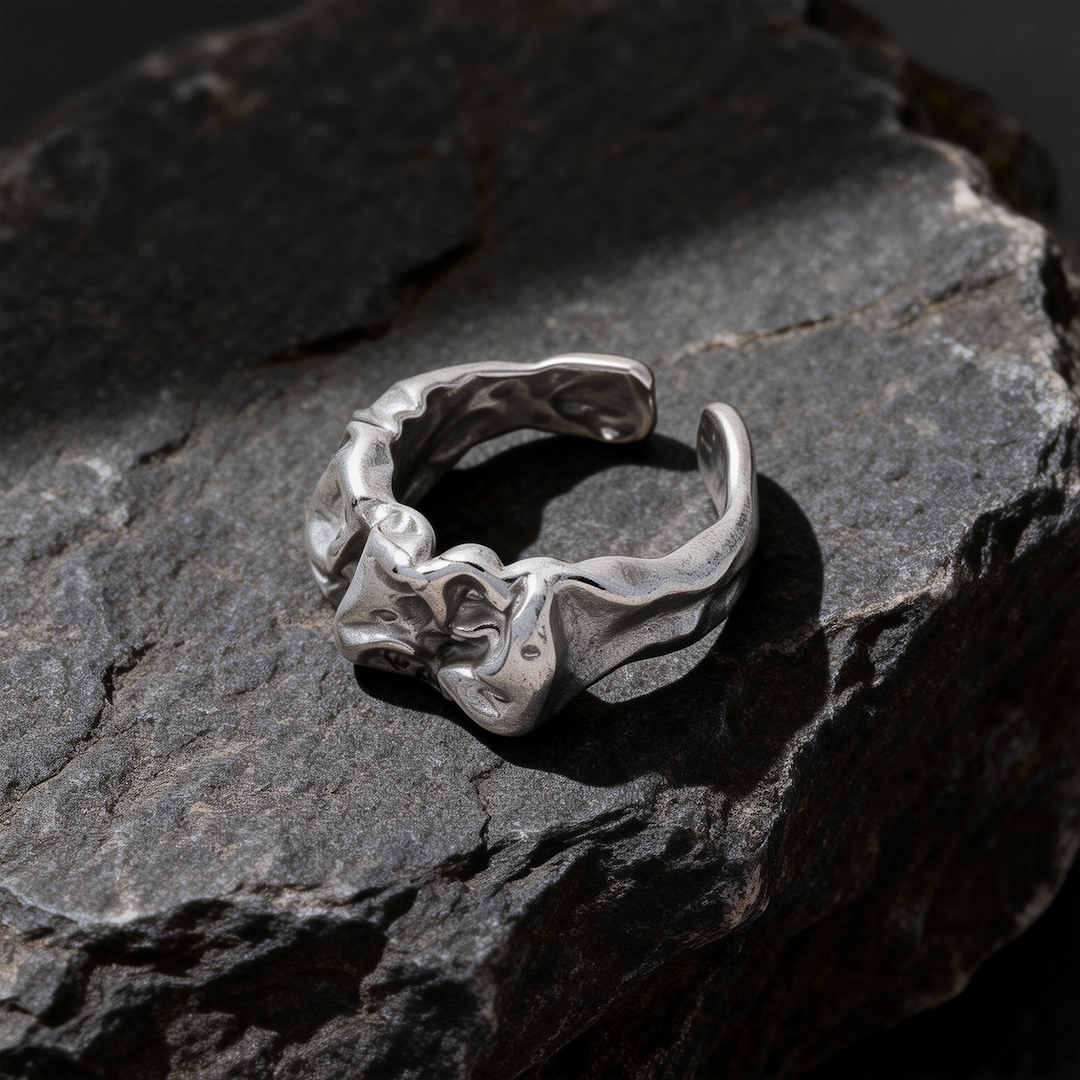 Lava Folded Stainless Steel Ring