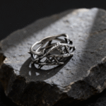 Crossed Branches Stainless Steel Ring