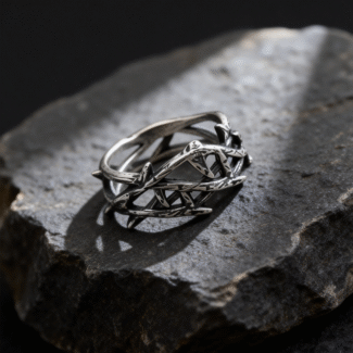 Crossed Branches Stainless Steel Ring