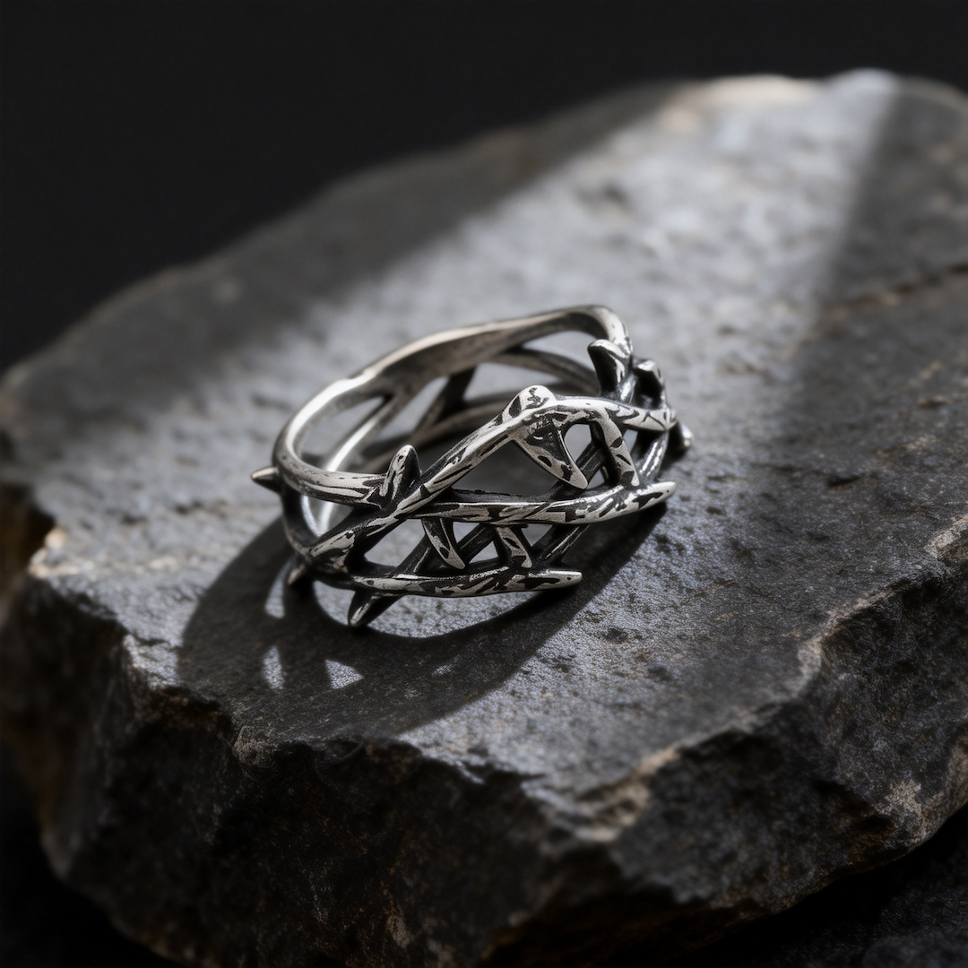 Crossed Branches Stainless Steel Ring