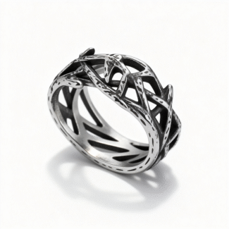 Crossed Branches Stainless Steel Ring