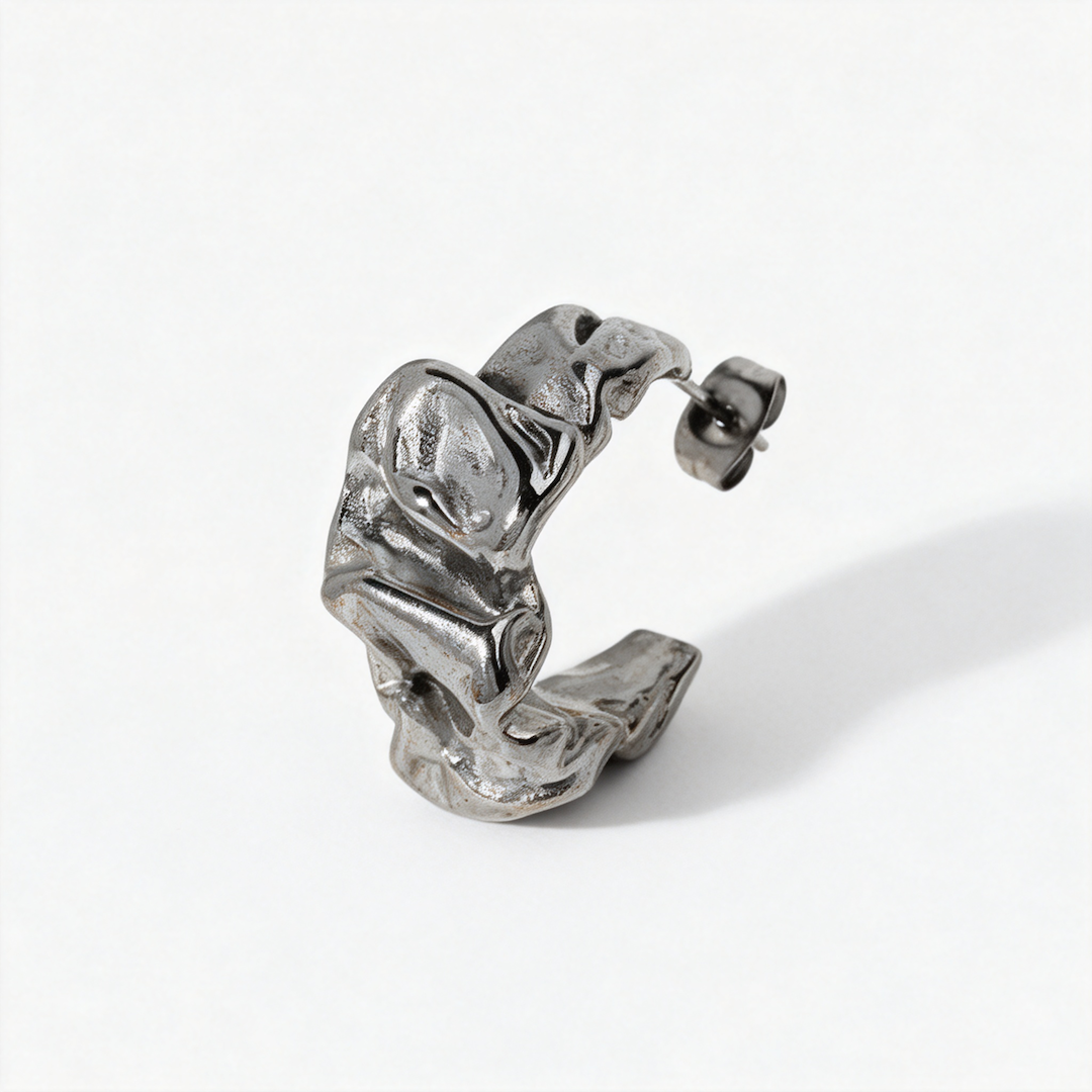 Lava Folded Stainless Steel Earrings