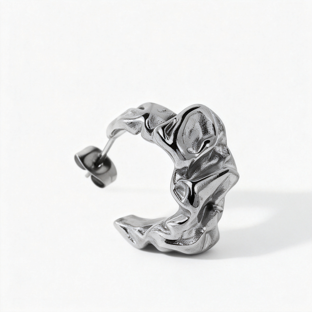 Lava Folded Stainless Steel Earrings