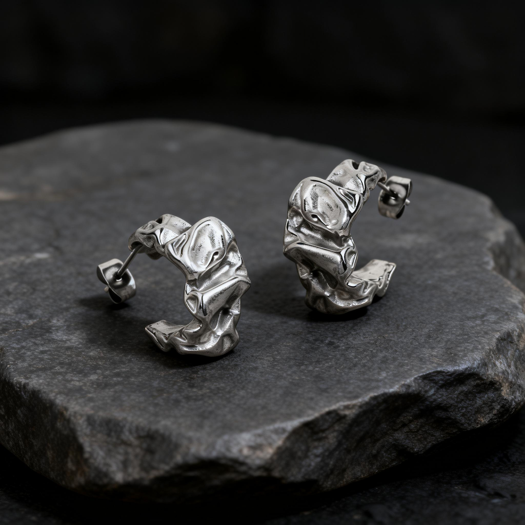 Lava Folded Stainless Steel Earrings